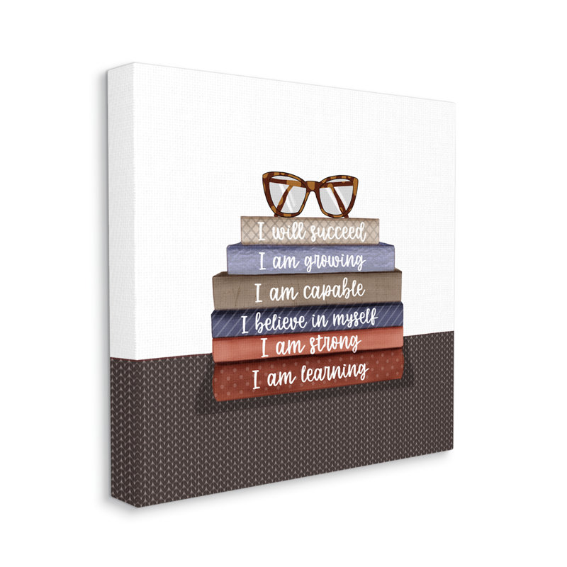 Motivation, estime de soi, livres, estampe numérique par Saba Rauf, H 17 po x l 17 po x P 1,5 po