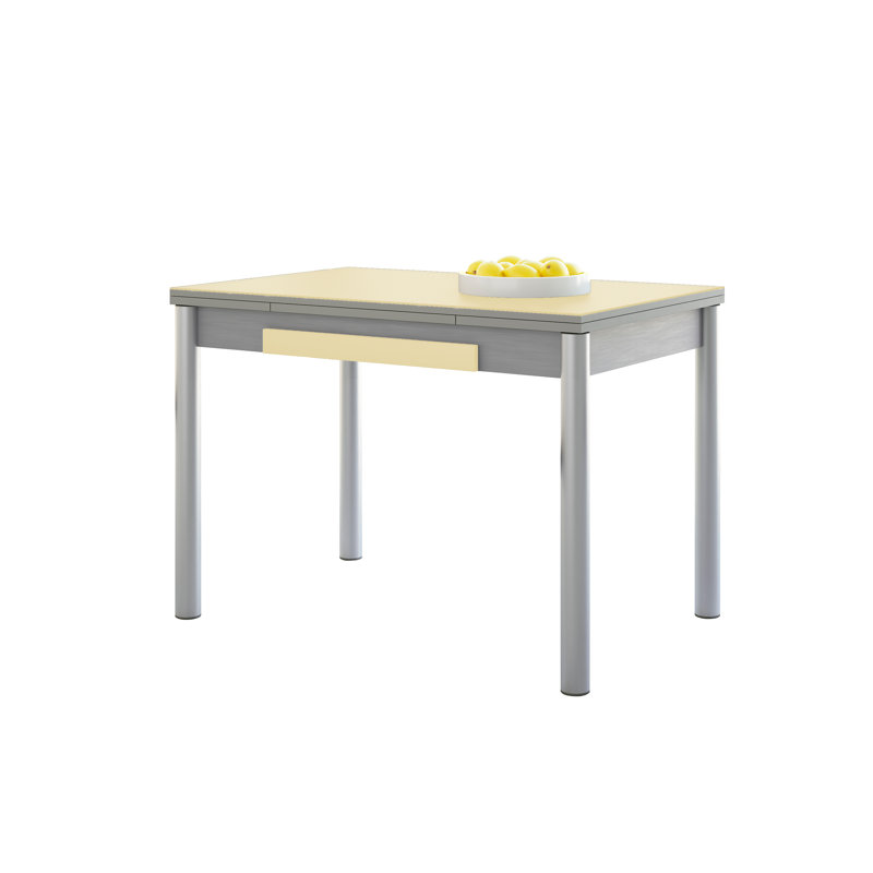 Kitchen Table With Black Wings, Round Legs, 90X50cm (Crystal), Beige