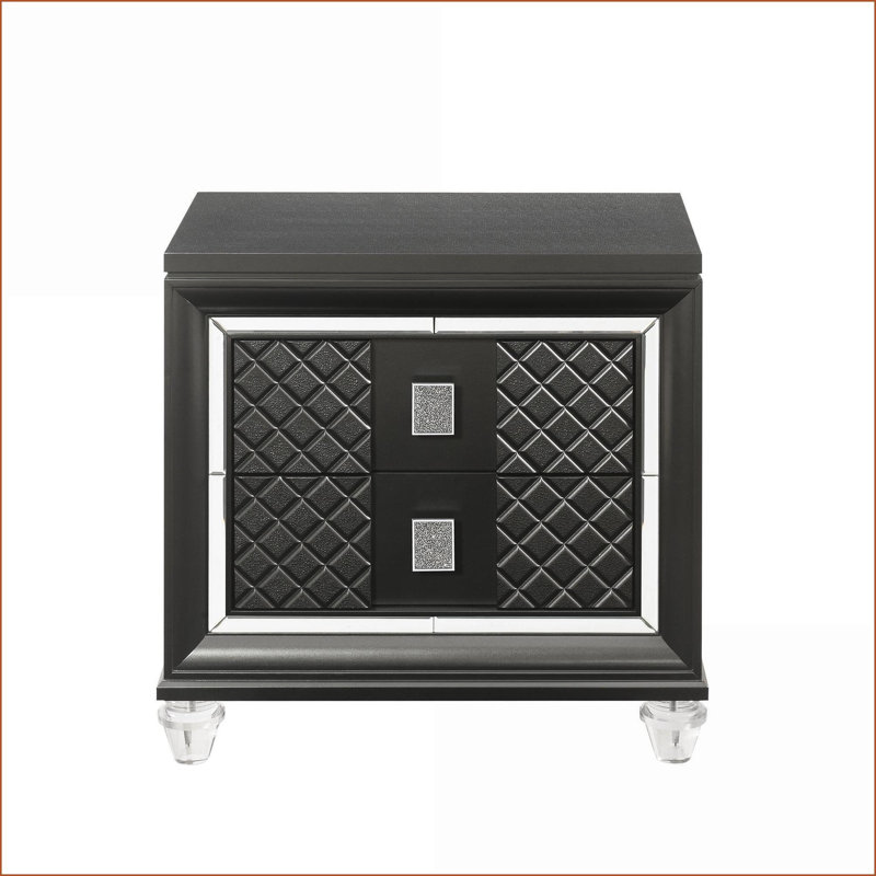 Sawyer Metallic Gray Glamorous 2-Drawer Nightstand