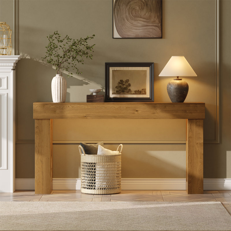 63" Narrow Hallway Accent Table With Wood-Look Finish, Brown