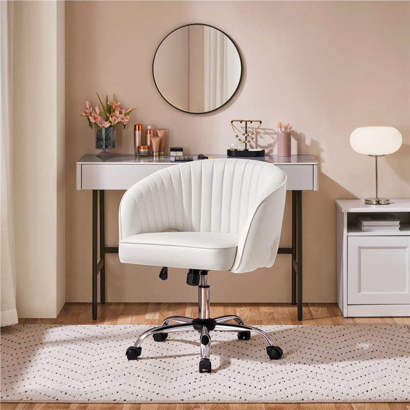 Yaheetech Office Chair, Faux Leather Cream