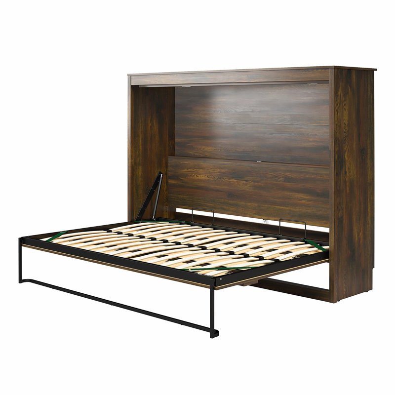 Lit escamotable Elwina avec lit galerie et tablette tactile, Rustic