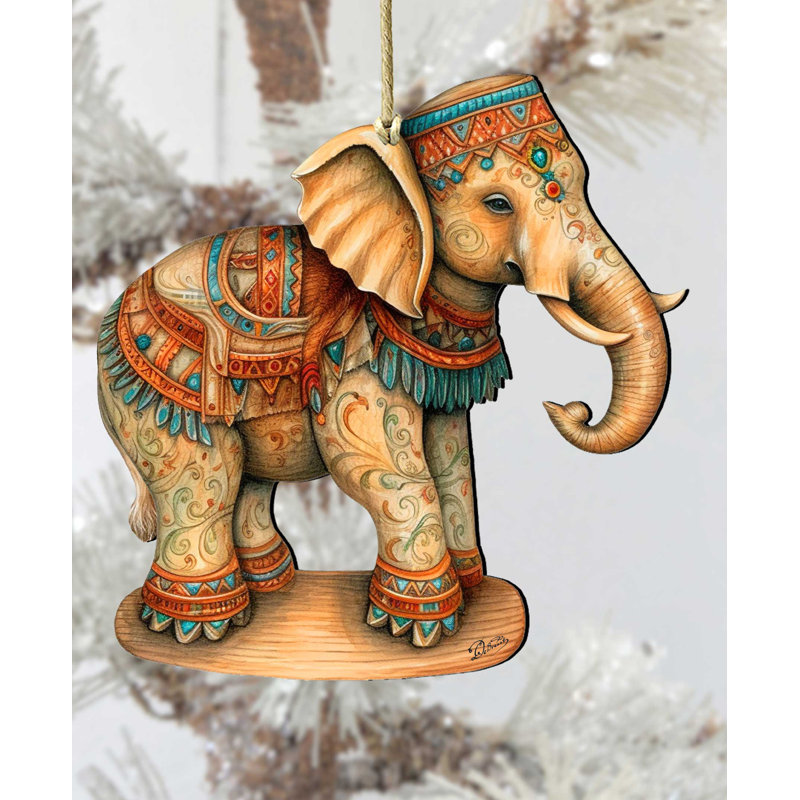 Ornement en bois «Carousel Elephant» par G. Debrekht