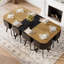 Ensemble de salle à manger 9 pièces 9 pièces avec plateau en bois aggloméré bicolore et 8 chaises en similicuir noir de jais, table ovale moderne pour 8