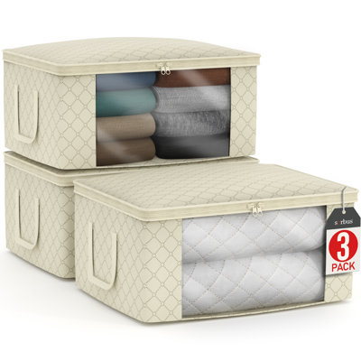 Sorbus Foldable Storage Fabric Cube Bin Bag Organizers, in Beige