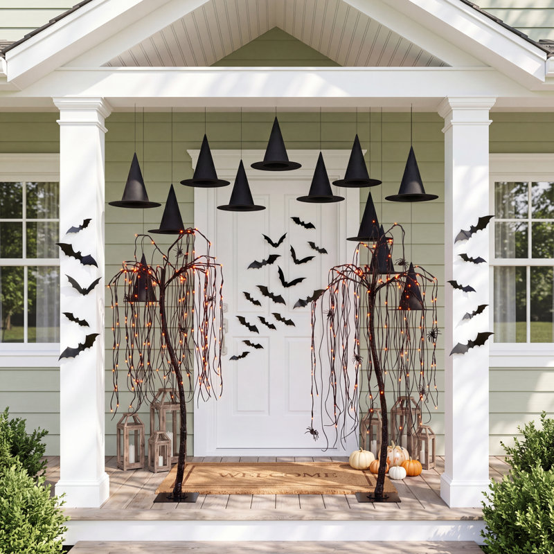4' Halloween Lighted Tree, Orange