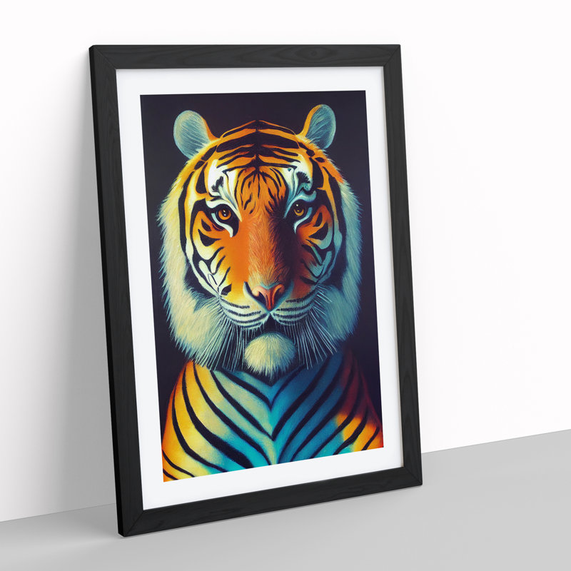Tiger in Technicolour - Framed Print, 34cm H x 25cm W x 2cm D, Black