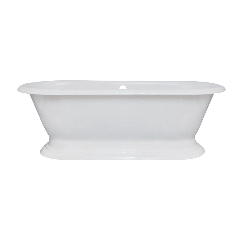 Kingston Brass Aqua Eden 72-Inch Cast Iron Oval Double Ended Pedestal Tub (No Faucet Drillings)