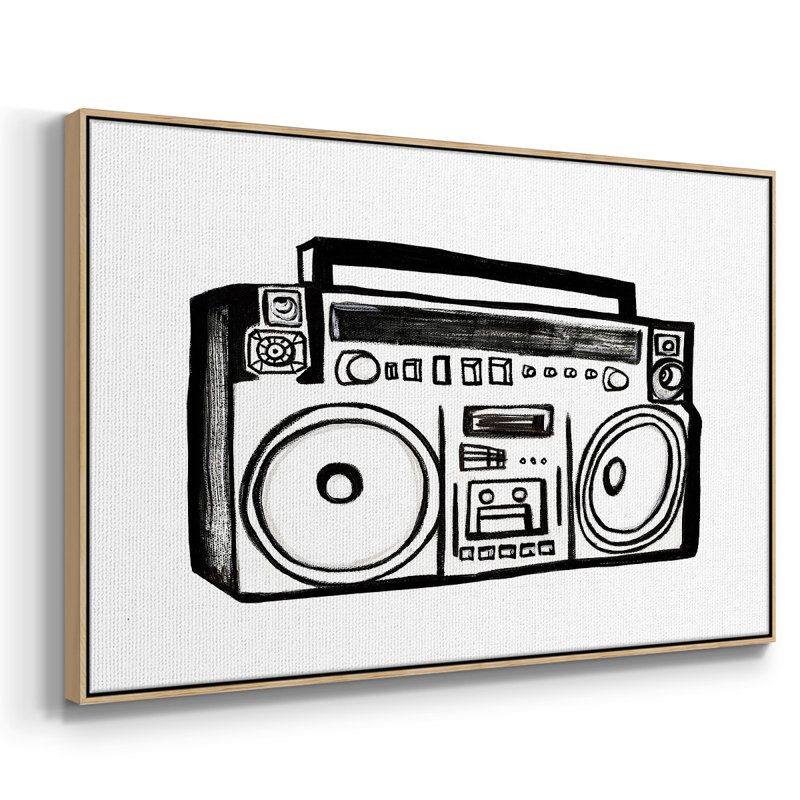 Toile tendue avec châssis Boombox, H 25 po x l 37 po x P 2 po, Bois naturel