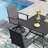 4-Person Square Patio Dining Set With Swivel PVC-coated polyester Chairs-1199167590