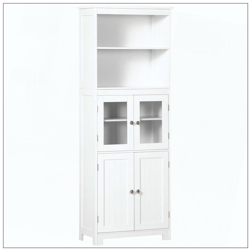 Petit buffet avec huche, garde-manger à 4 portes, armoire de rangement autoportante avec tablette réglable pour la salle à manger, le salon