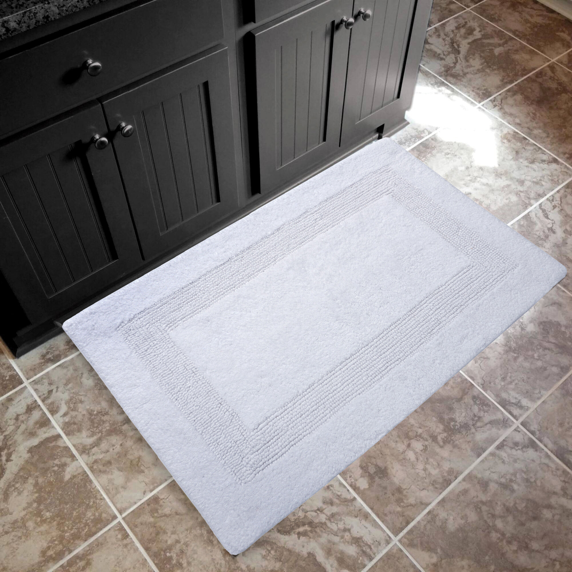 Pullum Rectangle 100% Cotton Non-Slip Regency Bath Rug Alcott Hill Color: Beige, Size: 36 x 24