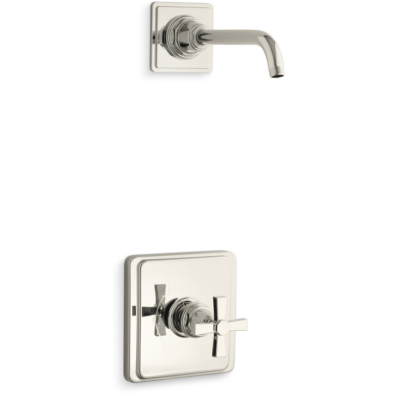 Pinstripe Purerite-Temp Shower Trim Set with Cross Handle, Less Showerhead