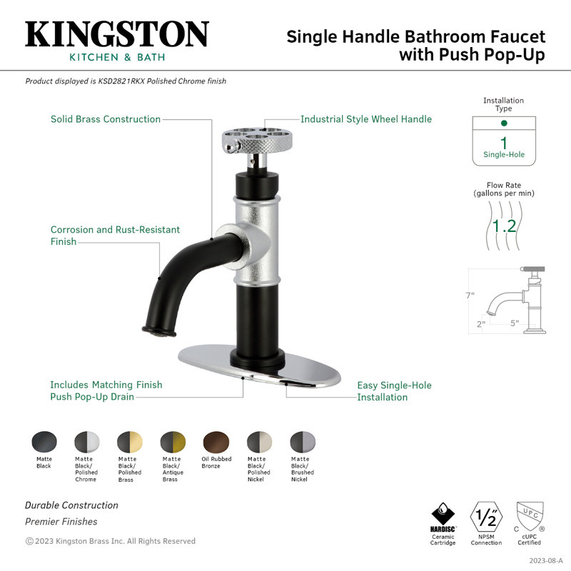 Robinet de salle de bain Webb, Noir mat / Nickel poli