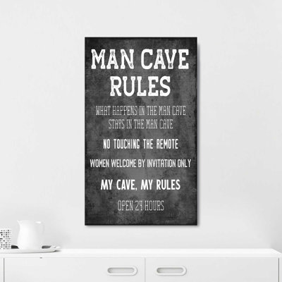 "Man Cave Rules" by CAD Designs Print on Canvas