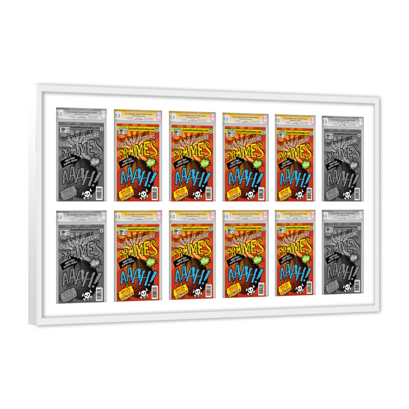 Wood Picture Frame with Mat, 8.125" x 13", White/White