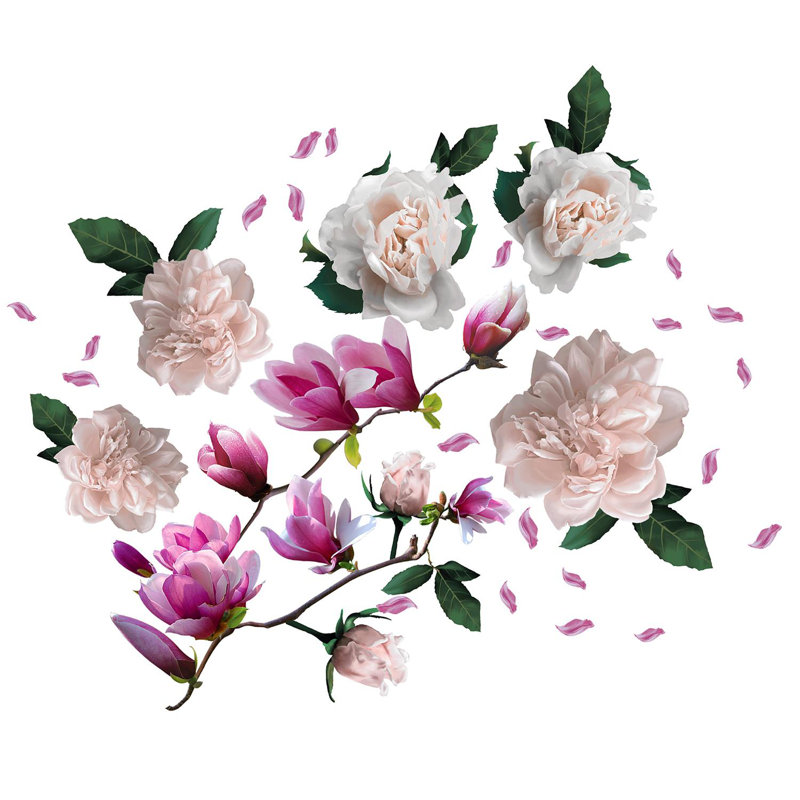 Large Magnolia With Roses Floral Wall Sticker