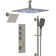 Thermostatic Digital Dual Shower System Set, 12" LED Rainfall Shower Head with 4-Function Hand Shower