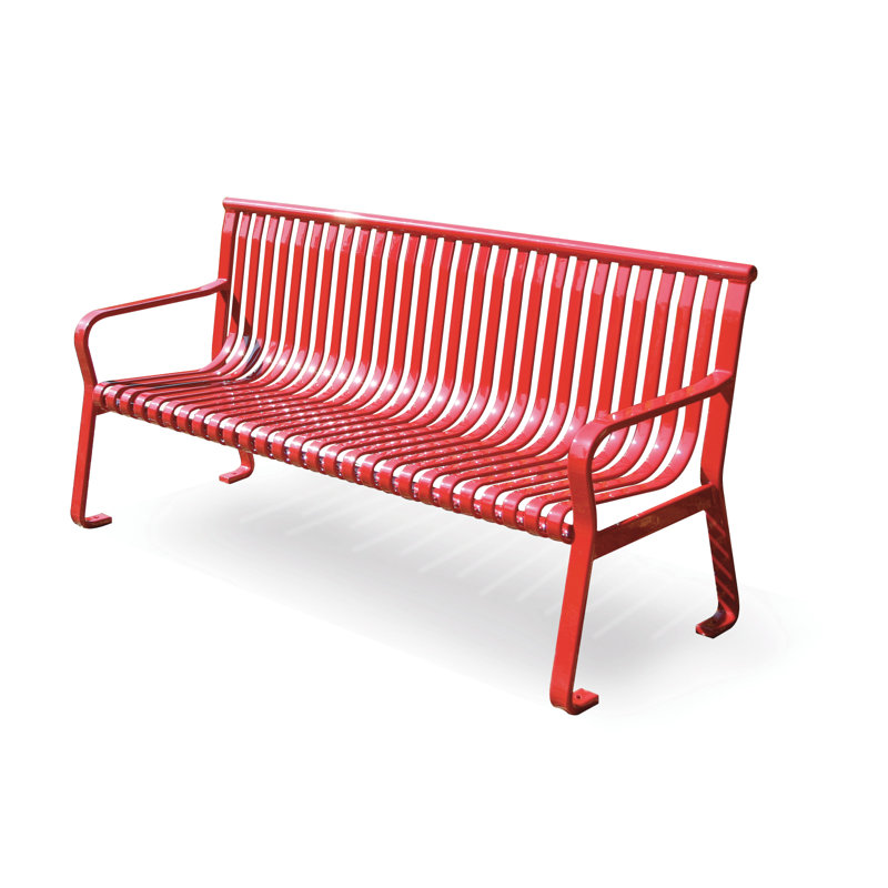 Banc de parc en acier thermolaqué Gicu, Rouge