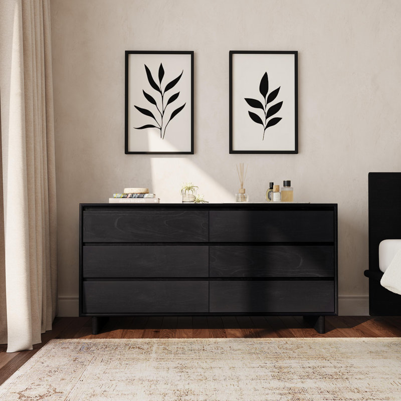 Commode 6 tiroirs Soleil, Noir