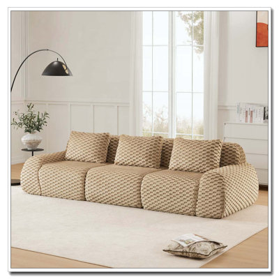 Modular Sectional Sofa for Living Room,Flannelette Fabric,highly textured,Oversized 3-Seater Couch