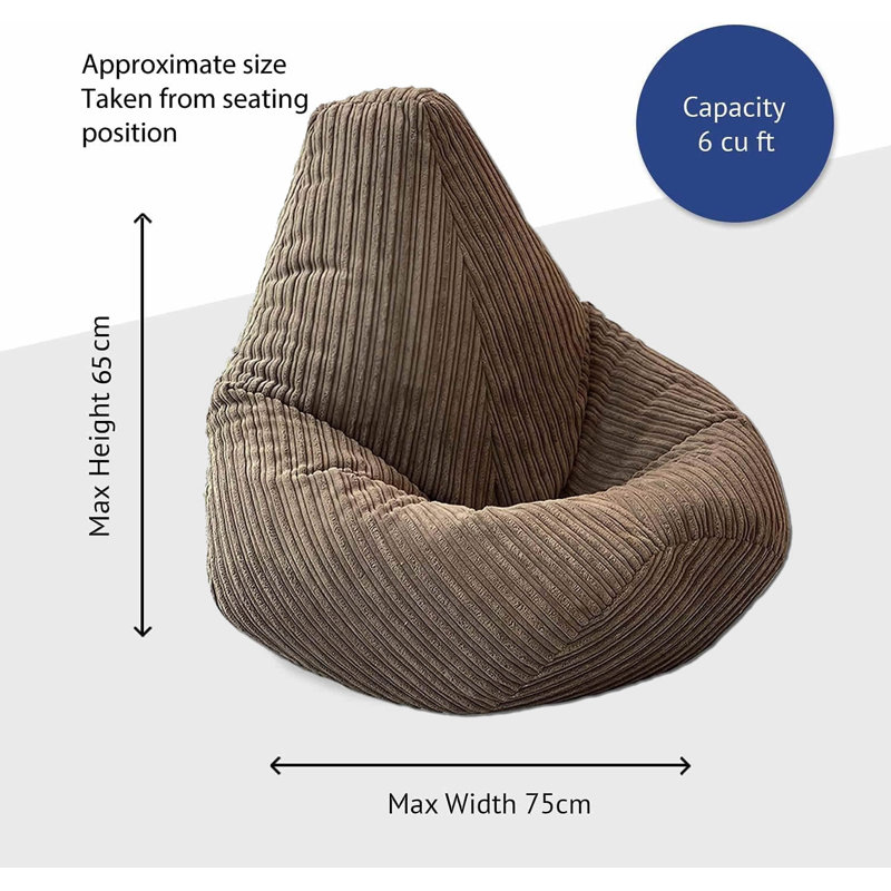Childrens Highback Bean Bag Lounger, Brown