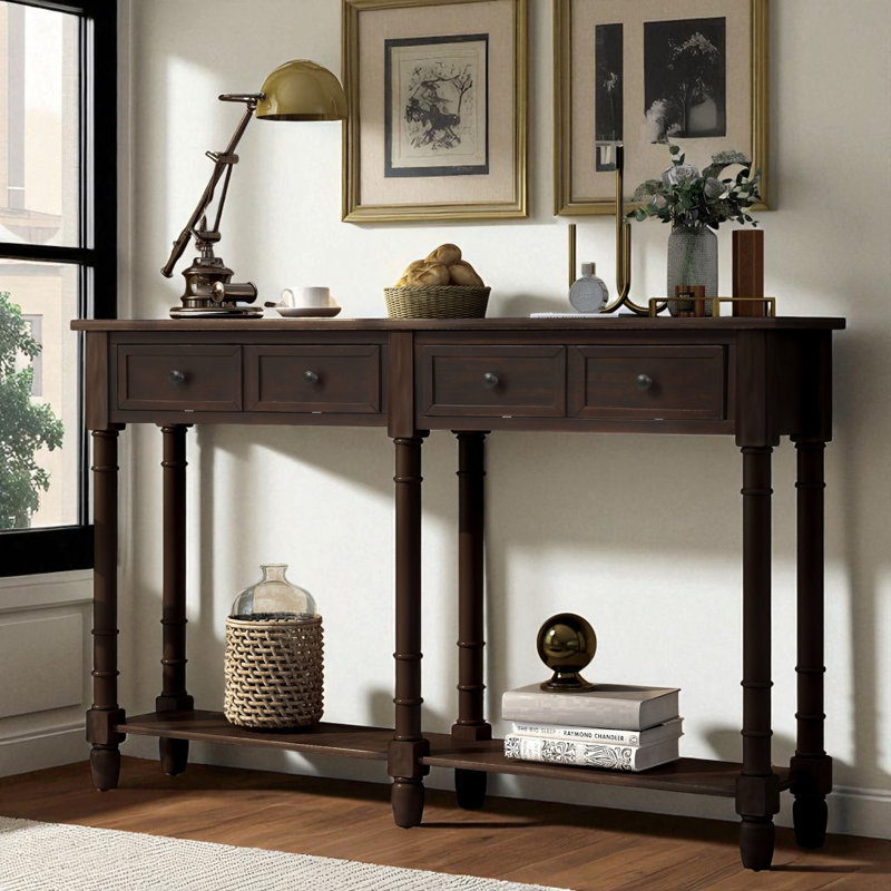 Maria Console/Sofa Table with 2 Drawers + Bottom Shelf | Easy Assembly for Living Room & Entryway, Espresso