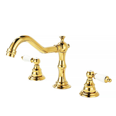 Robinet de lavabo surdimensionné avec poignée levier en porcelaine, laiton poli, centre réglable de 8 pouces
