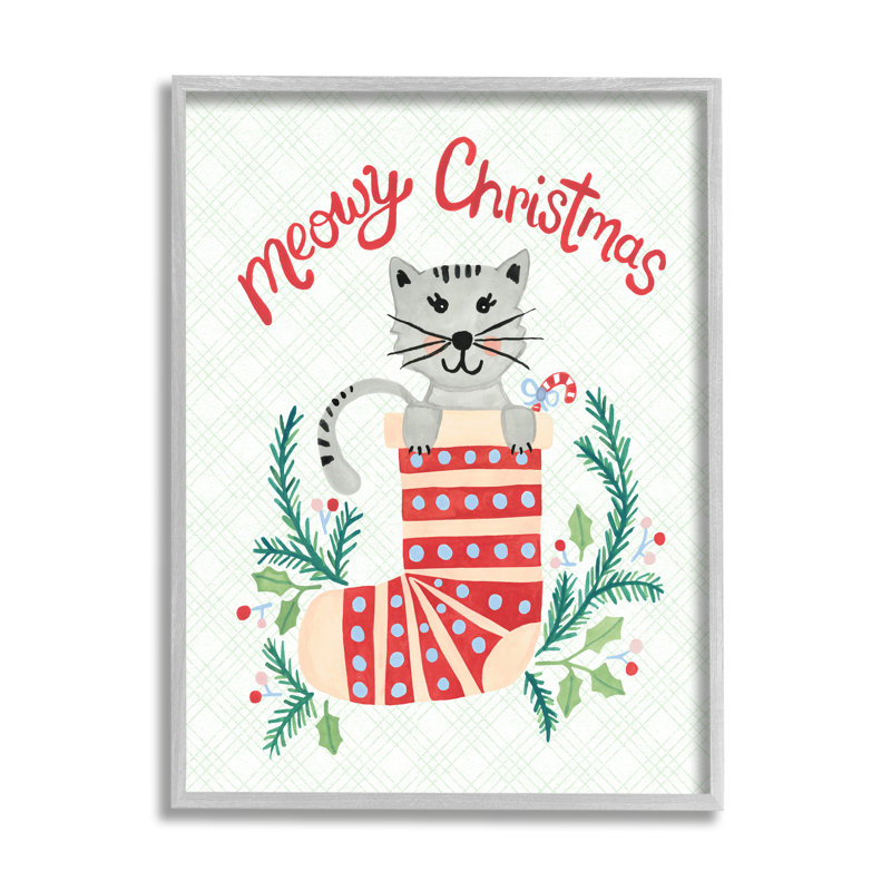Meowy Christmas Clever Cat Nestled, H 20 po x l 16 po x P 1,5 po, Estampe numérique Farmhouse