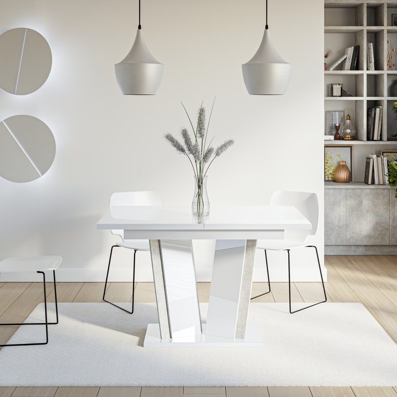 Extentable Dining Table Doha, White Gloss Stone