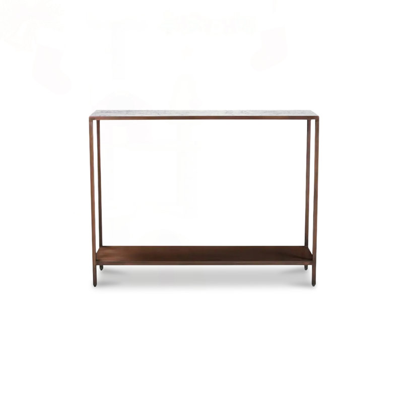 Console en marbre blanc uni avec cadre en fer antique