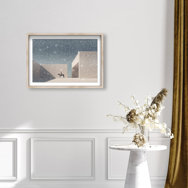 Lone Equestrian II Print by Oliver Gal, 25.5"H x 37.5"W, Natural Oak Shadowbox