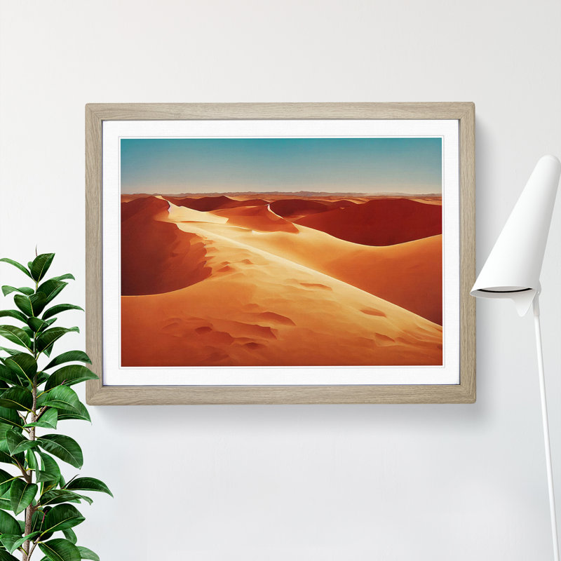 Placid Desert - Single Picture Frame Print, 34cm H x 46cm W x 2cm D, Oak Framed