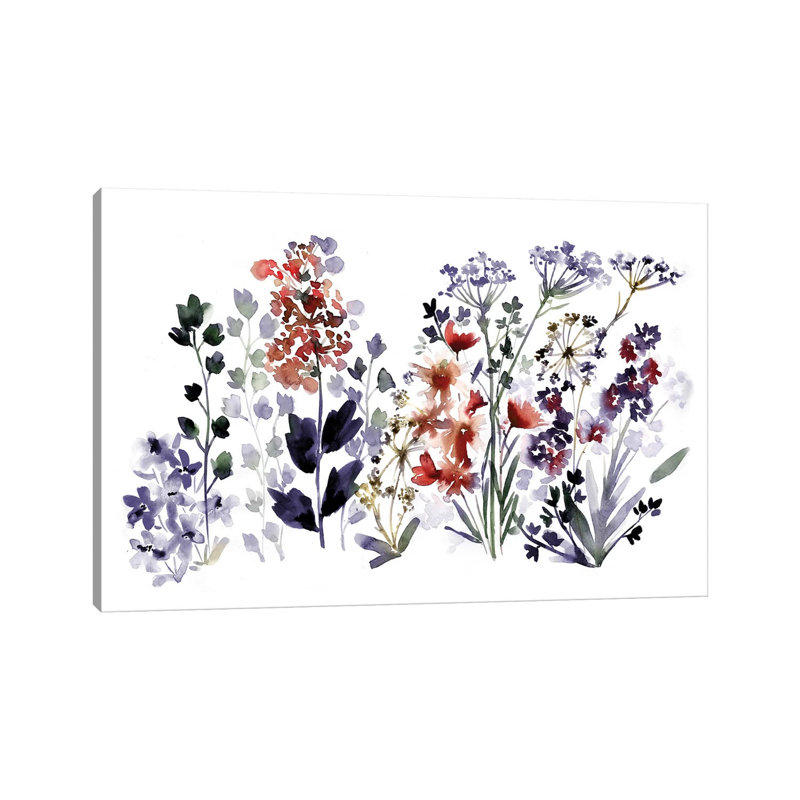 Indigo Wildflowers by Sara Berrenson - Print on Canvas, Wrapped Canvas, 30.48 cm H x 45.72 cm W