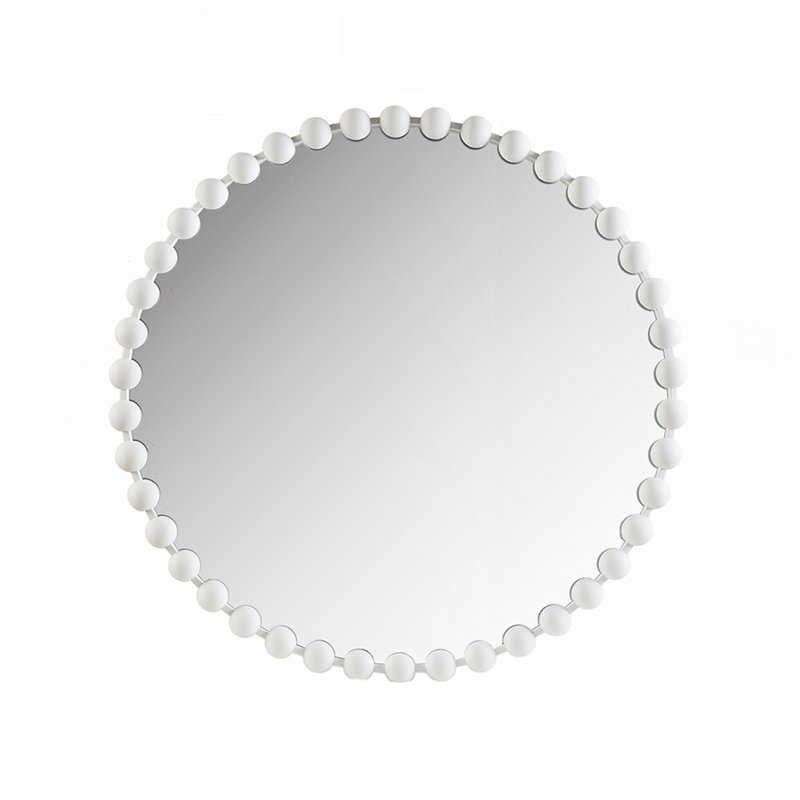 Round Wall Mirror 36"D, White, 36" x 36"