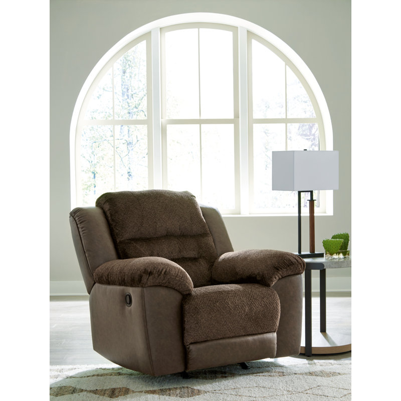 Brown Faux Leather Contemporary Recliner Chair