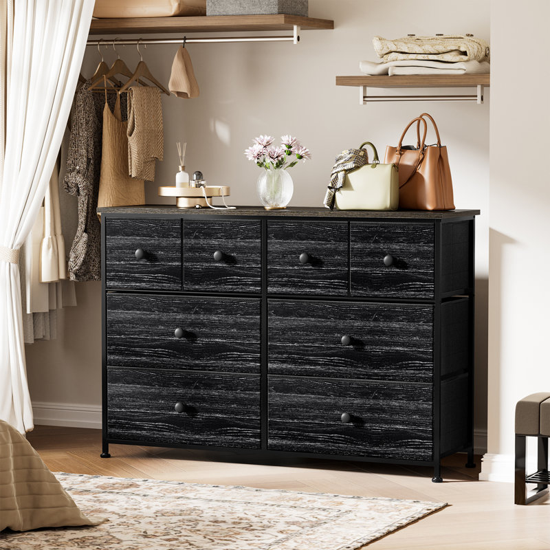 Ojaswi 8 Drawer 104.1Cm W Dresser, Black/Grey