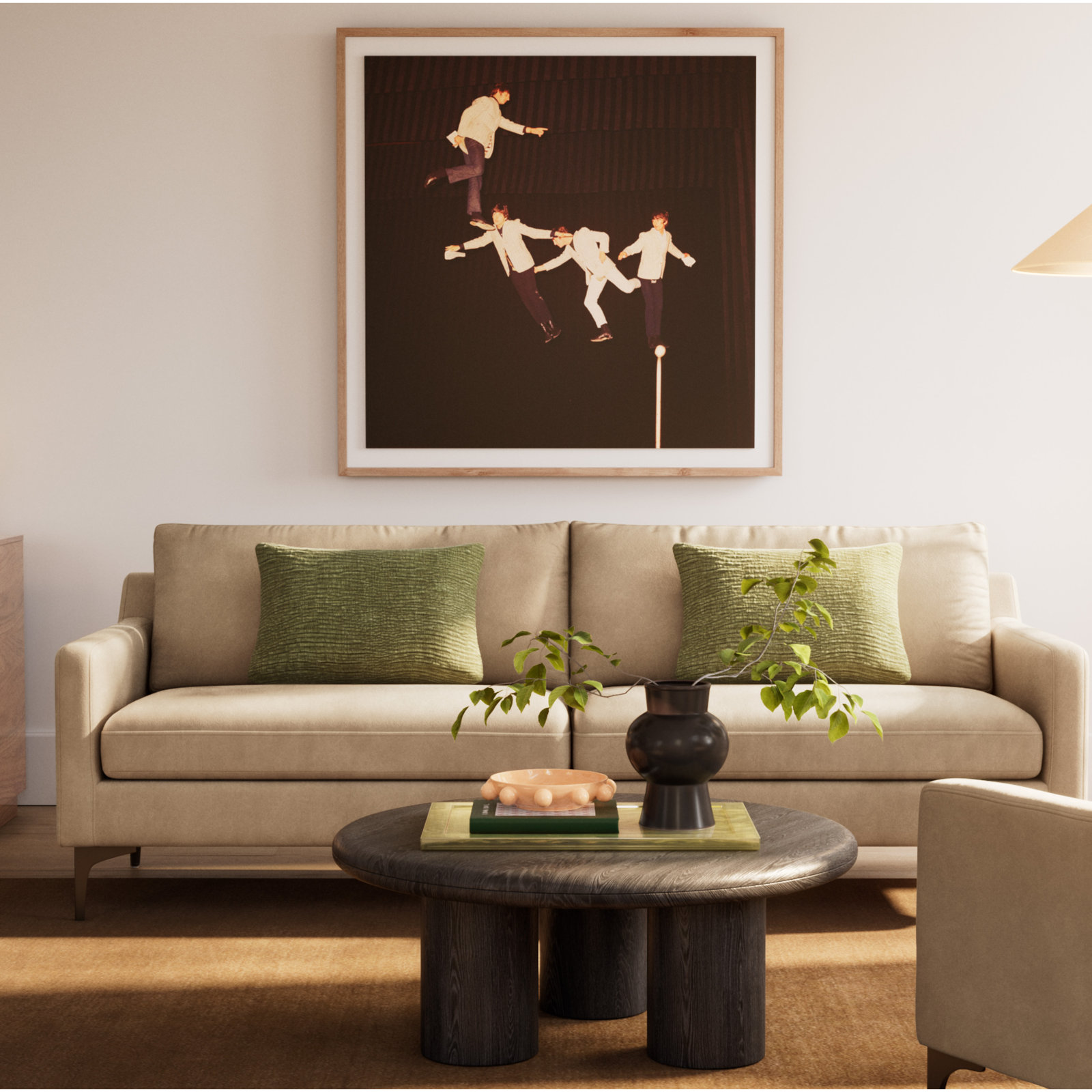 The Beatles Rehearse by Getty Images, 48" H x 48" W, White Oak Framed
