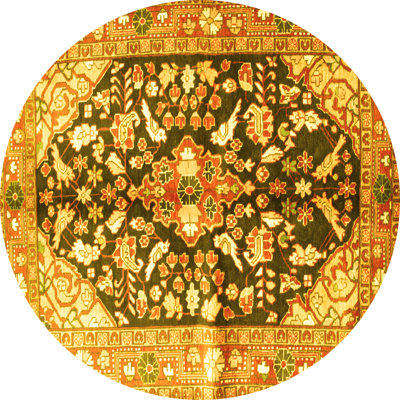 Tapis traditionnels jaunes lavables à la machine 196