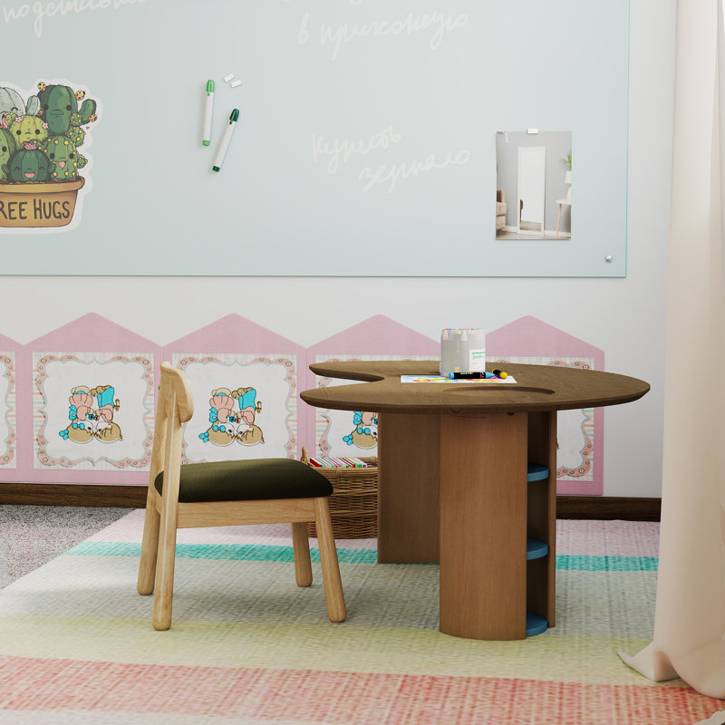 Ensemble de table et de chaises pour enfants, 2 pièces, 2, Bleu / Vert