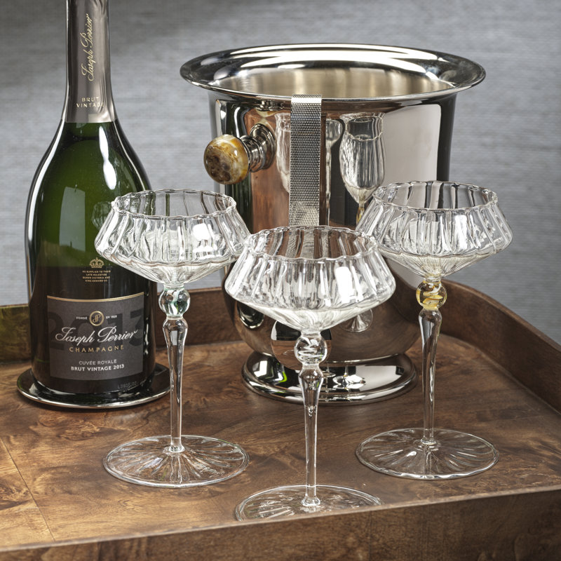 Ensemble de 4 verres Ondine, Transparent / Accent vert océan