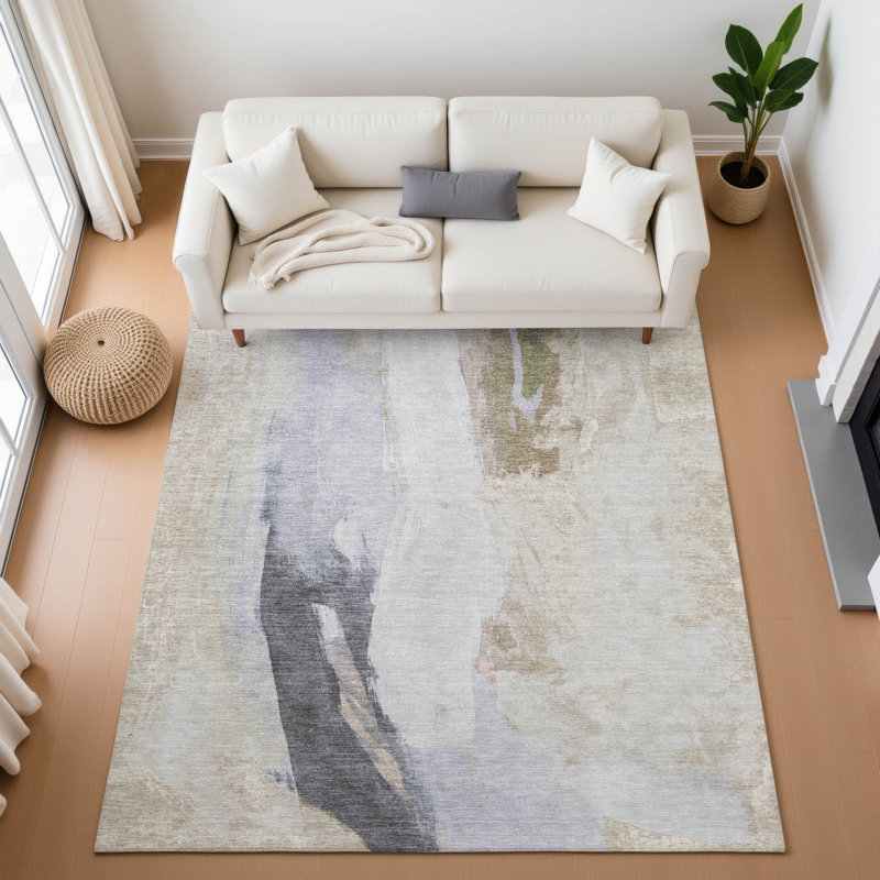 Tapis abstrait lavable à la machine de qualité supérieure AMF1987, Rectangle 9 pi x 12 pi