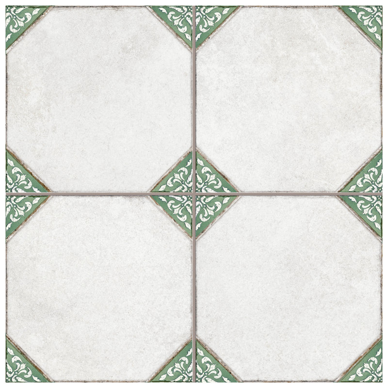 Englishtown 12-7/8 In. X 12-7/8 In. Porcelain Floor And Wall Tile, Beige/Green
