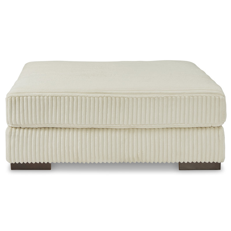 Lindyn 52" Wide Square Cocktail Ottoman, Ivory Polyester