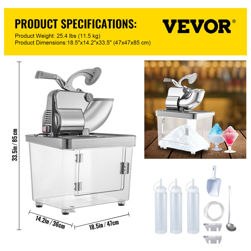 Commercial Stainless Steel Snow Cone Maker with Large Capacity