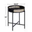 Table de bout ronde avec dessus ouvert, pieds en métal noir, insert et 1 espace de rangement, idéal pour les tables basses, 22 po x 22 po x 24 po, 17 lb