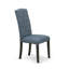 L'ensemble de 3 tables de salle à manger modernes comprend une table de cuisine ronde avec piédestal et 2 chaises de salle à manger Parson en tissu bleu minéral, noir-1977718615-1977718614-1911089975