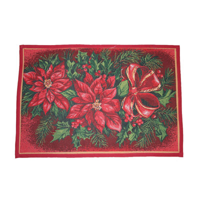 Tapis fantaisie rouge saisonnier poinsettia design Bruhn