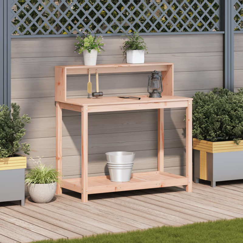  Potting Table Natural Wood Solid Douglas Wood Medium, Light Brown, 43.1" H x 42.5" W x 19.7" D