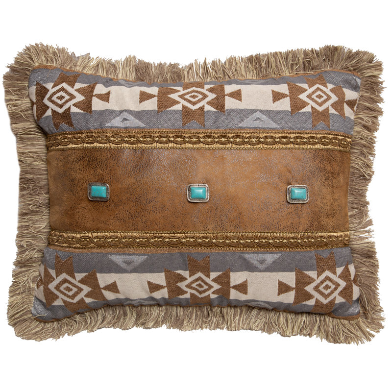 Brown Faux Leather Rectangular Rustic Throw Pillow